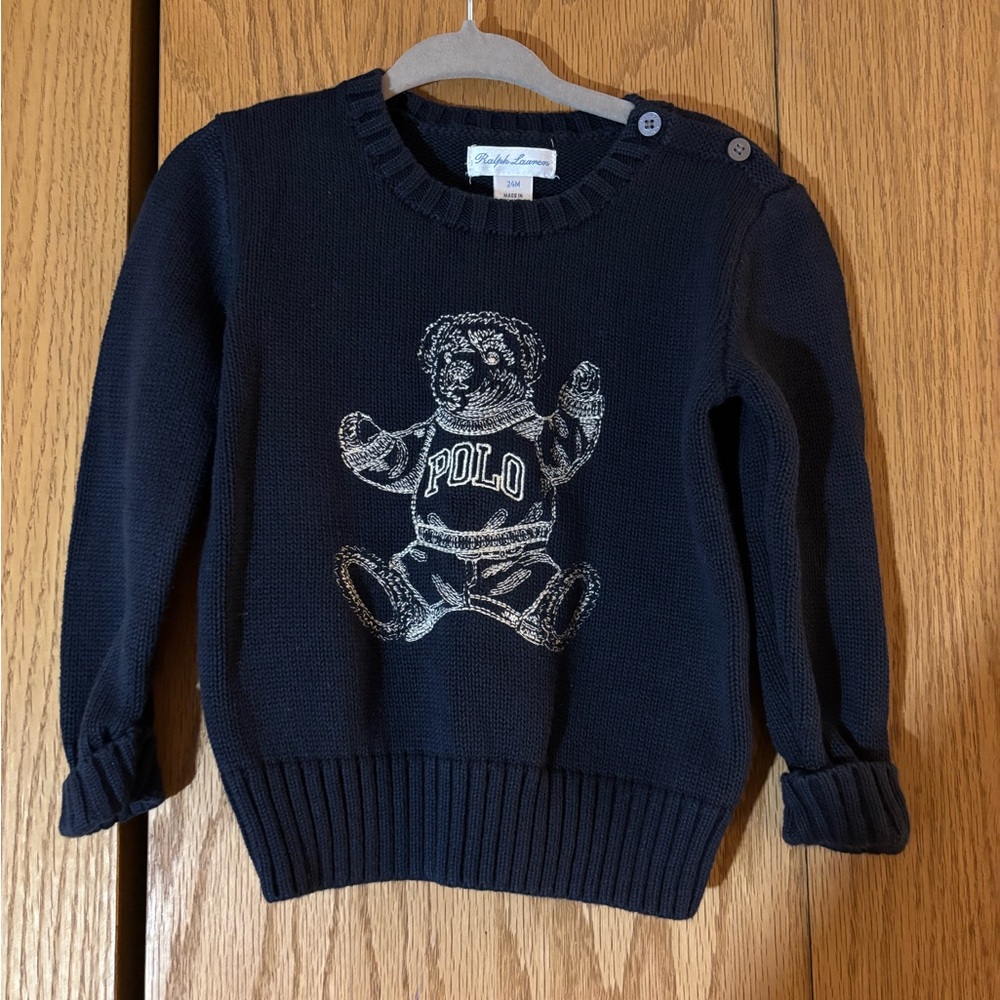 Ralph Lauren navy blue bear sweater kids